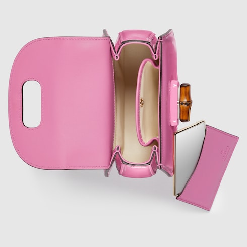 Mini sac Gucci Bamboo 1947 Variation cuir verni rose - luxuryevafr