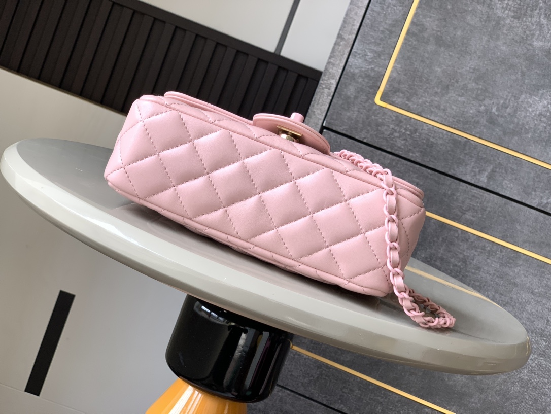 Mini sac à rabat Chanel avec poignée supérieure - Rose clair - luxuryevafr