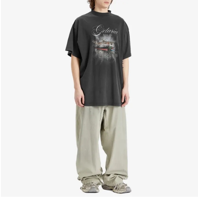 T-SHIRT OVERSIZE TUBULAIRE BALENCIAGA GETARIA Noir délavé délavé - luxuryevafr