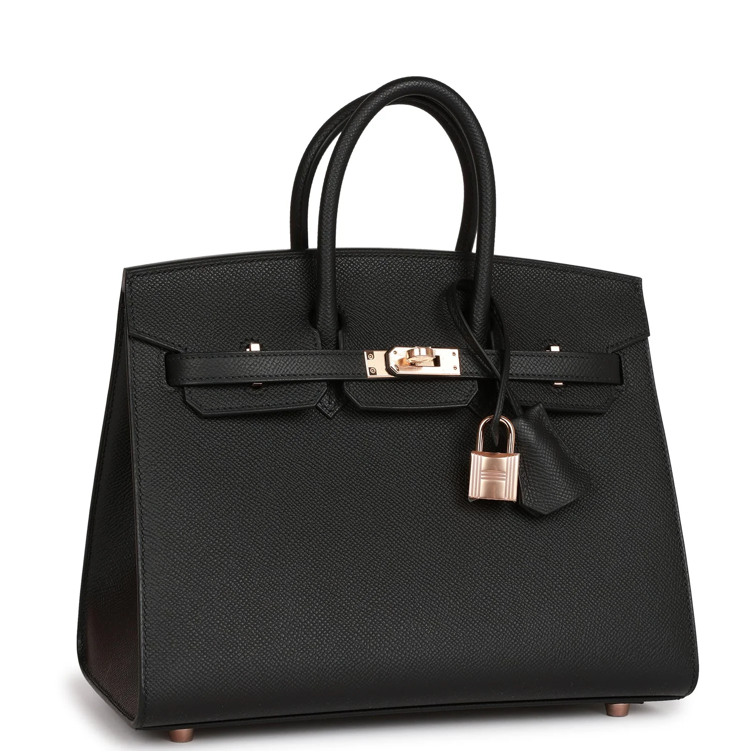 Hermes Birkin Sellier 25 Noir Epsom Ferrures en or rose - luxuryevafr