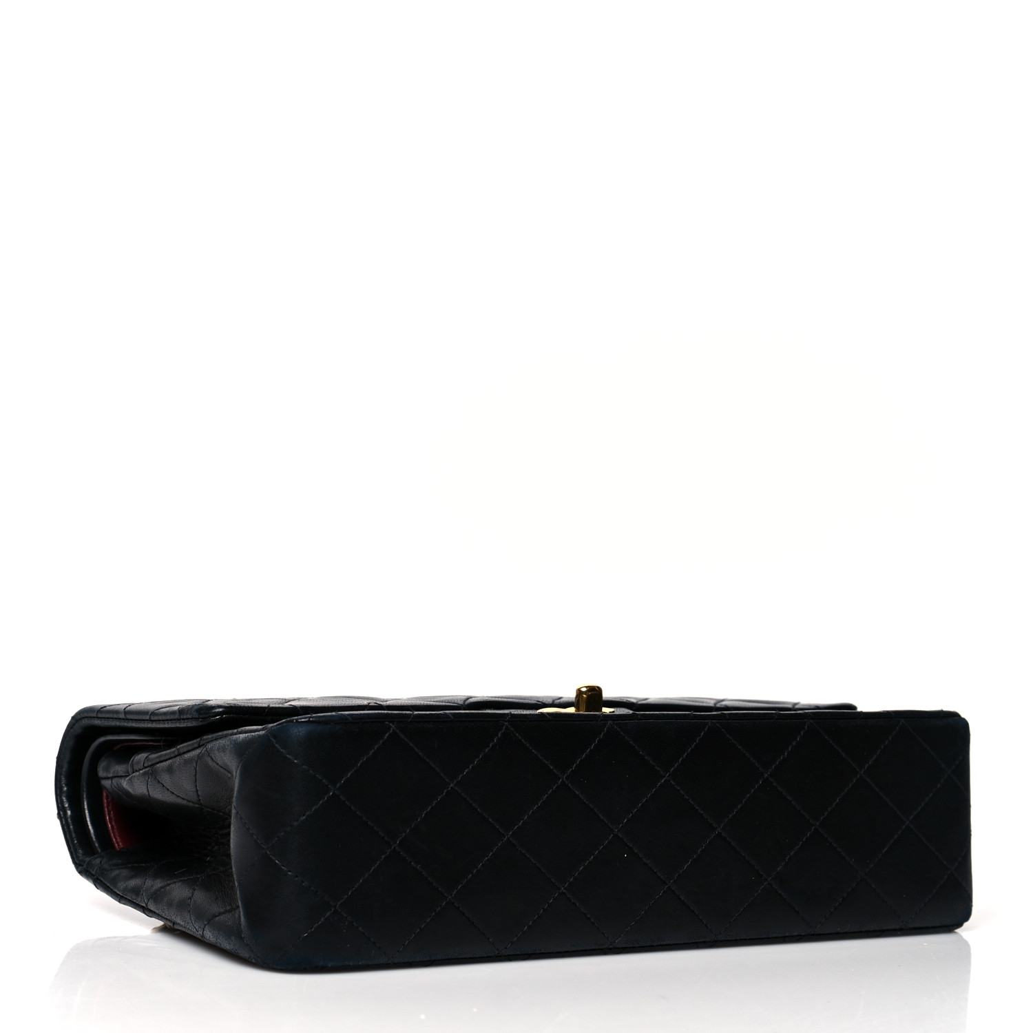 Sac à rabat moyen matelassé en cuir d'agneau noir - luxuryevafr