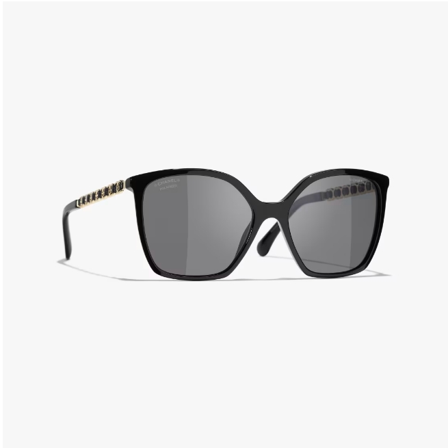 LUNETTES DE SOLEIL CHANEL-SQUARE Acétate et cuir de veau Noir - luxuryevafr