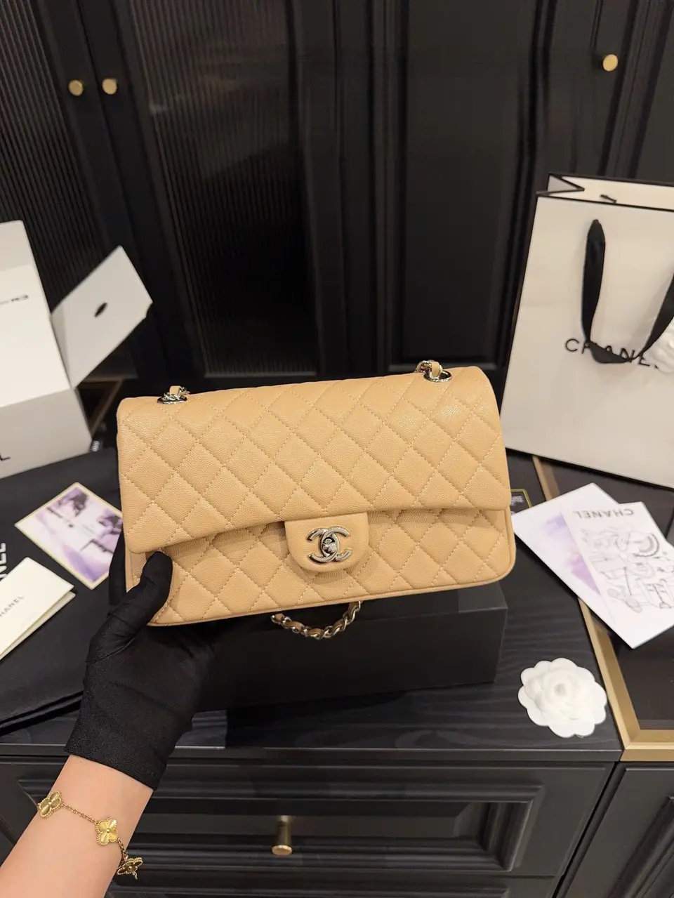 Sac à rabat classique Chanel - Caramel - luxuryevafr