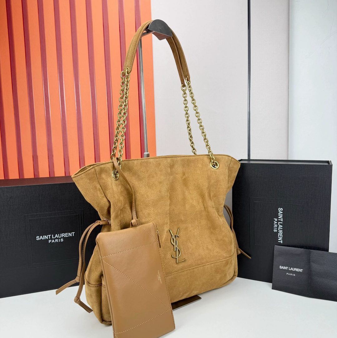 YSL JAMIE shopping en daim-GOLDEN LEAF - luxuryevafr