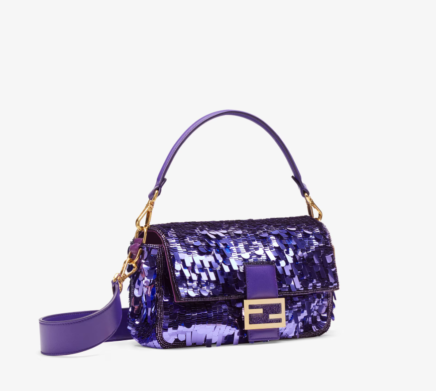 Sac à paillettes violet FENDI Baguette - luxuryevafr