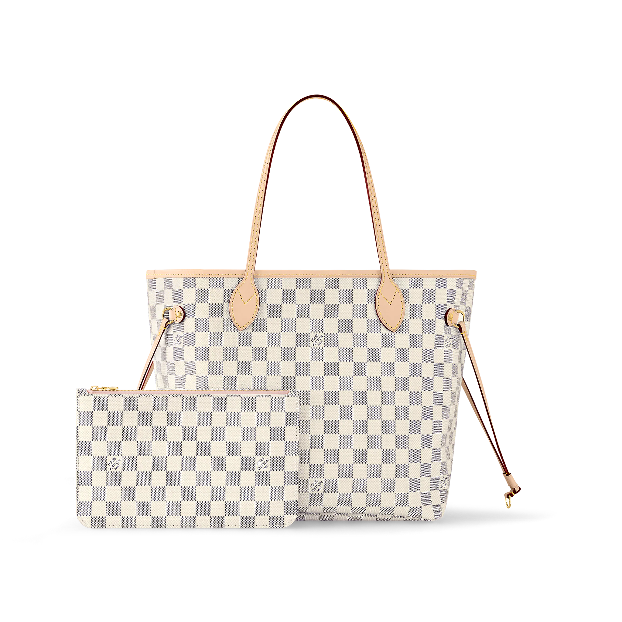 Louis Vuitton N40603 Neverfull MM Rose Ballerine Toile Damier Azur - luxuryevafr