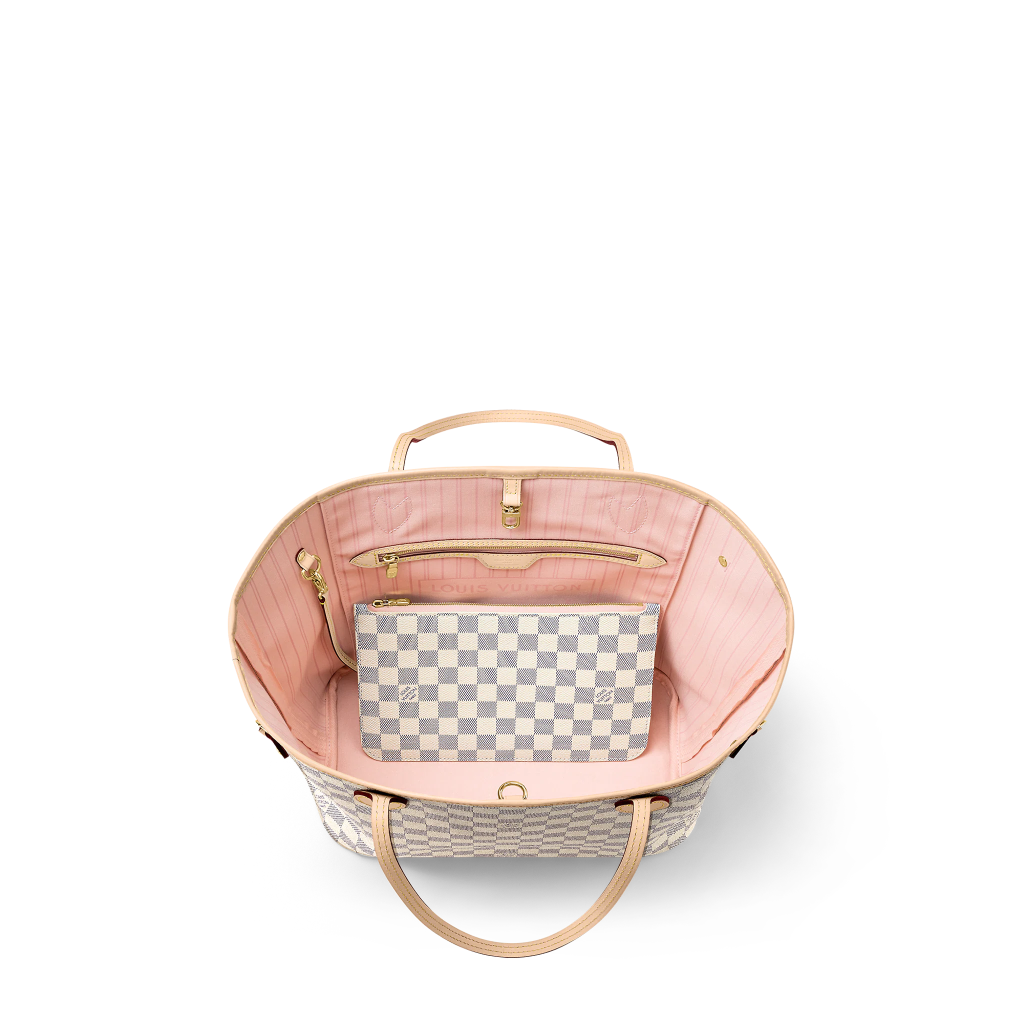 Louis Vuitton N40603 Neverfull MM Rose Ballerine Toile Damier Azur - luxuryevafr