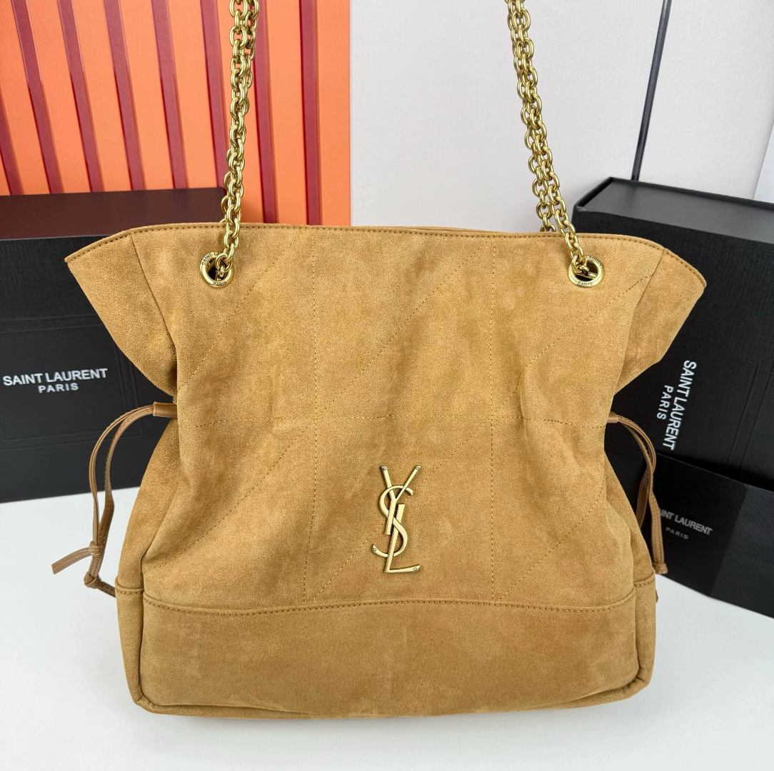 YSL JAMIE shopping en daim-GOLDEN LEAF - luxuryevafr