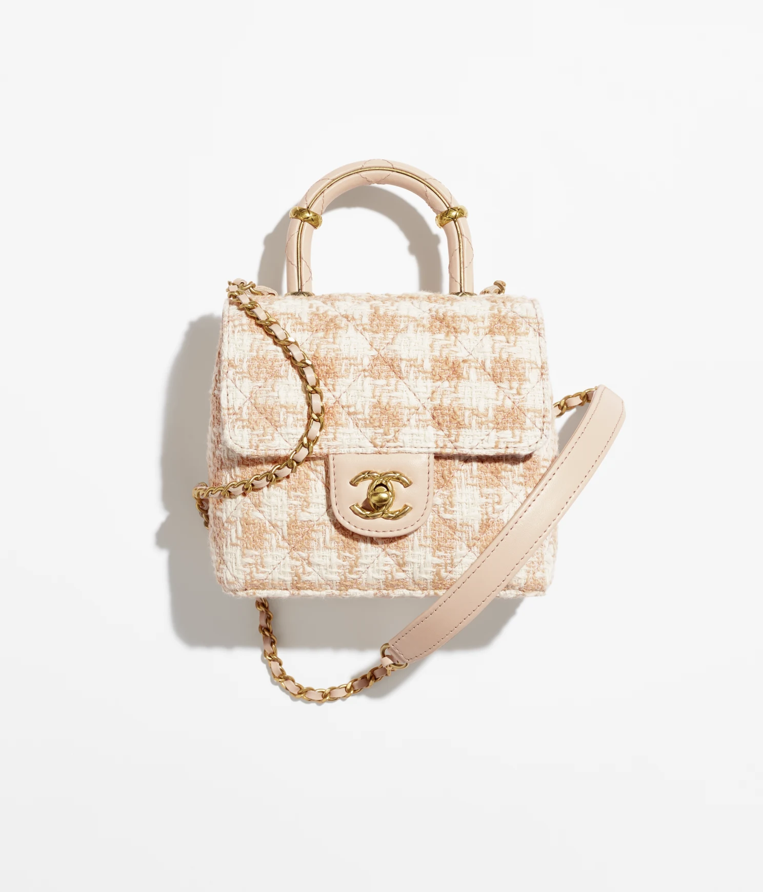 MINI SAC À RABAT AVEC POIGNÉE SUPÉRIEURE - Orange et Écru - luxuryevafr