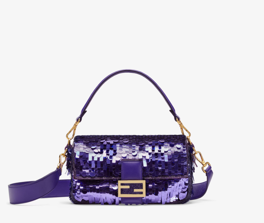 Sac à paillettes violet FENDI Baguette - luxuryevafr