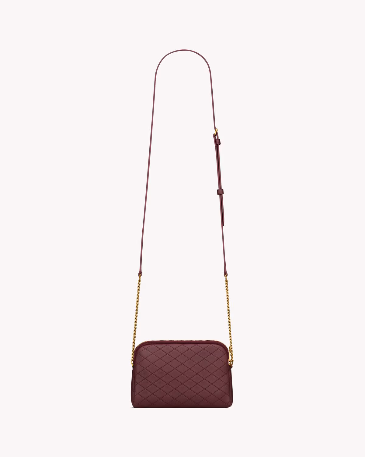 Pochette zippée YSL Gaby en cuir d'agneau matelassé - ROUGE CABERNET - luxuryevafr
