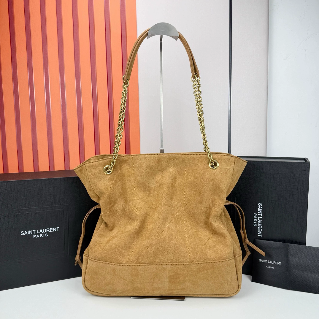 YSL JAMIE shopping en daim-GOLDEN LEAF - luxuryevafr