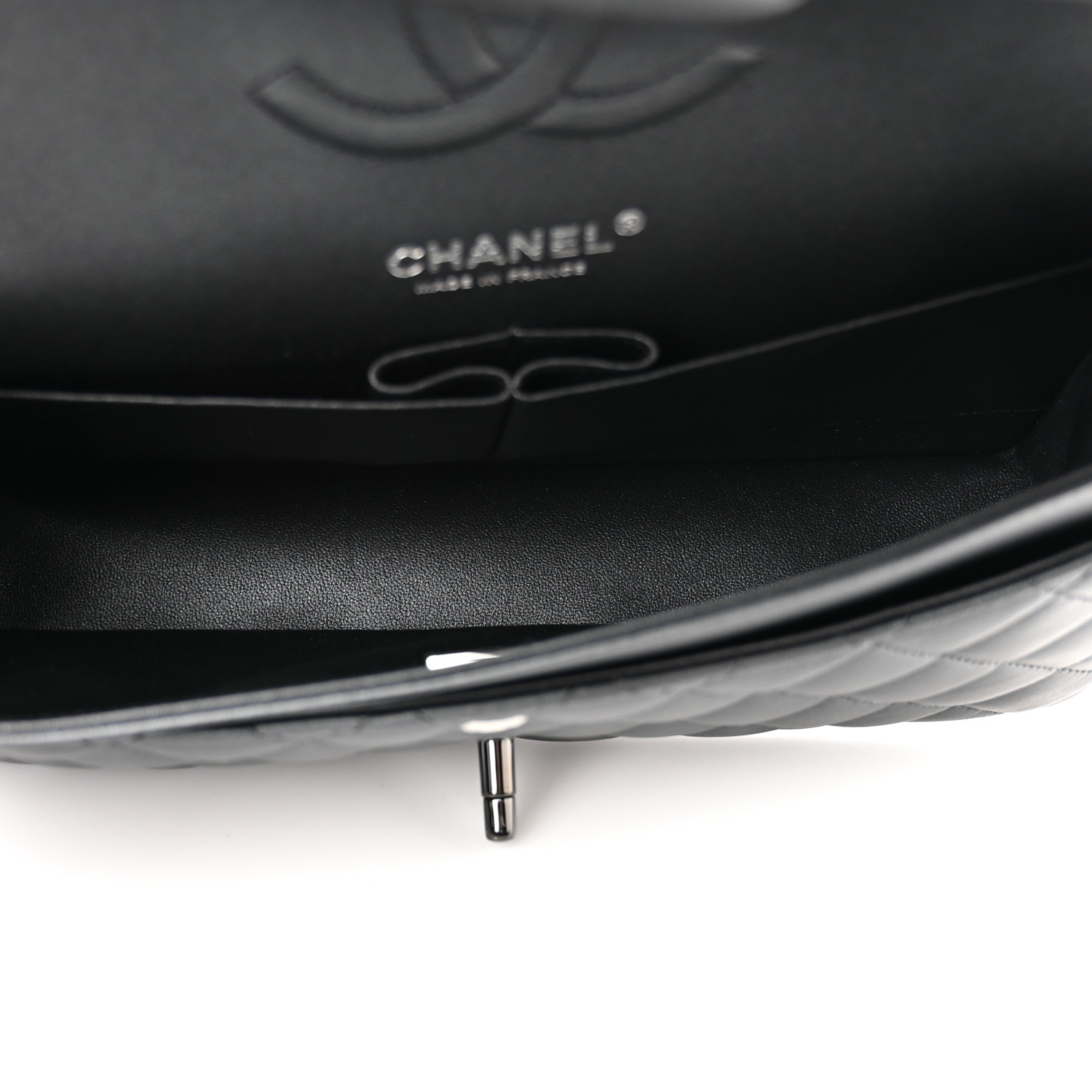 Sac à rabat double moyen matelassé en cuir d'agneau So Black - luxuryevafr