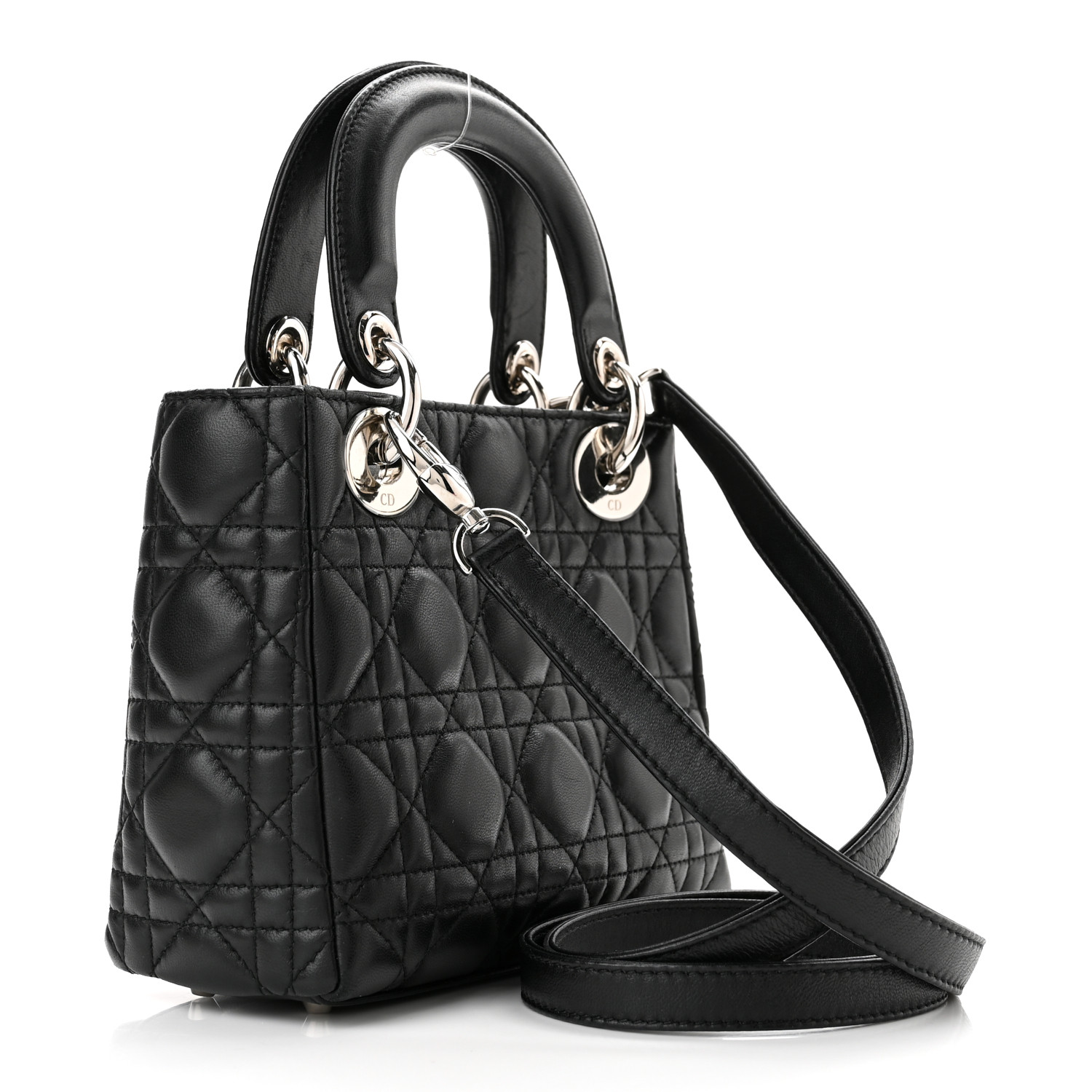 Mini Lady Dior en cuir d'agneau Cannage noir (16,5 x 15 x 7,6 cm) - luxuryevafr