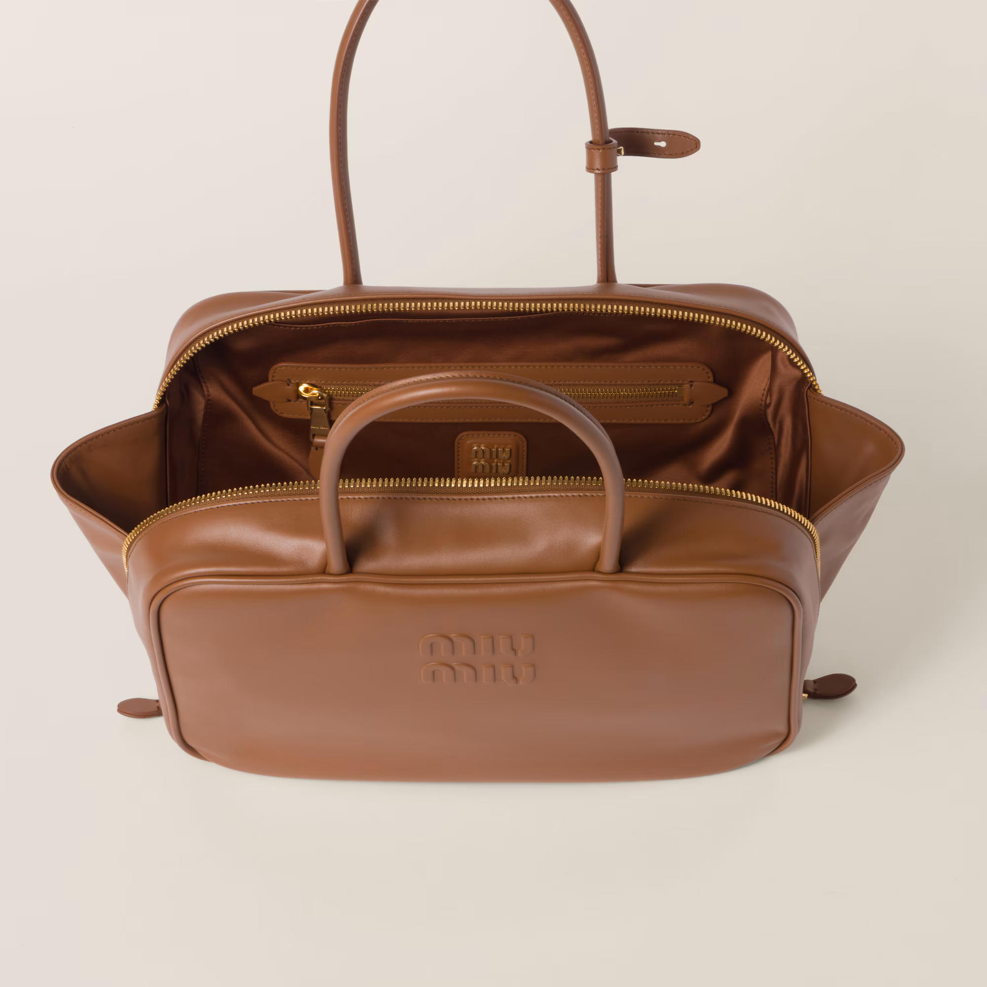 Grand sac MIU MIU en cuir Beau - Cognac - luxuryevafr