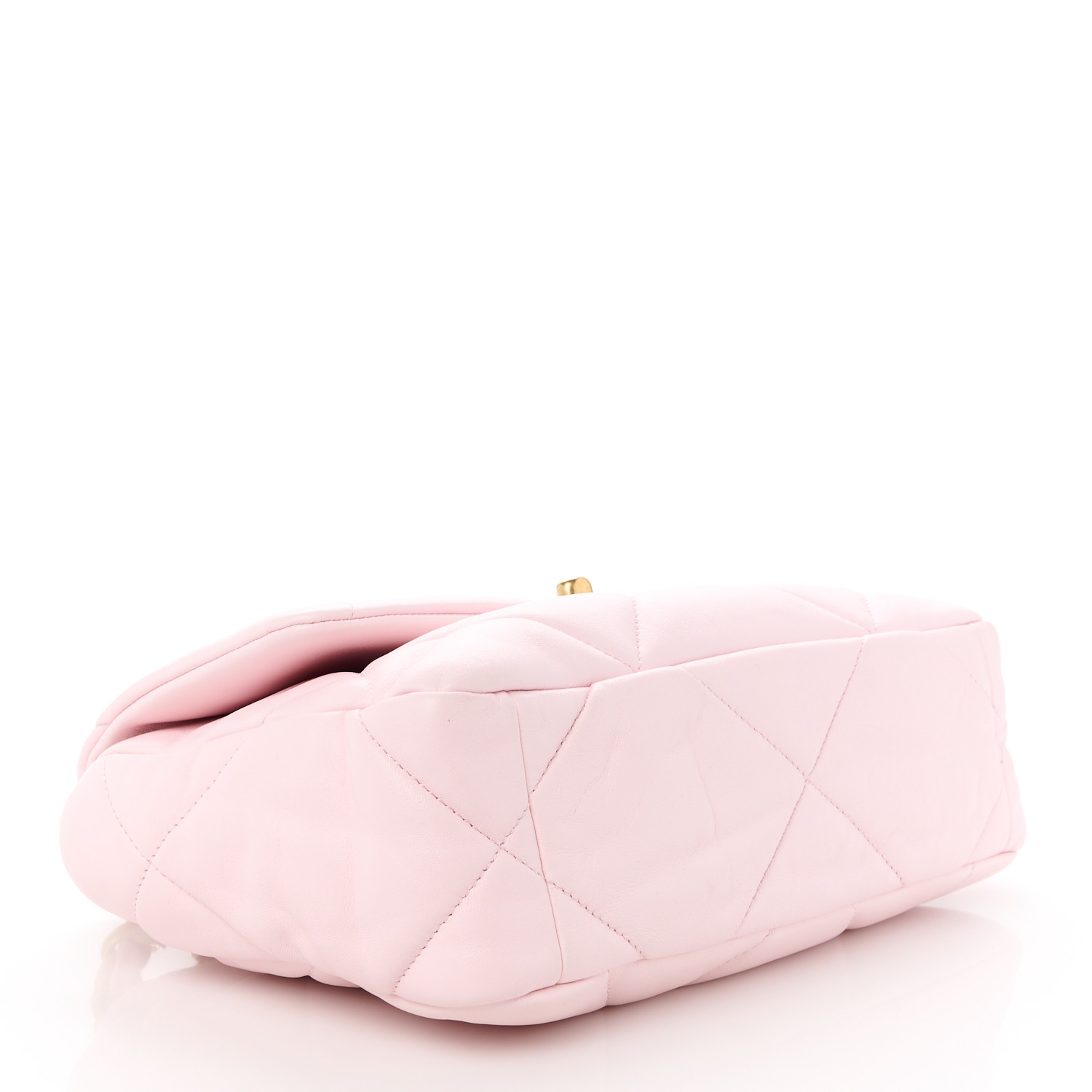 Sac à rabat Chanel 19 moyen matelassé en cuir d'agneau rose clair - luxuryevafr