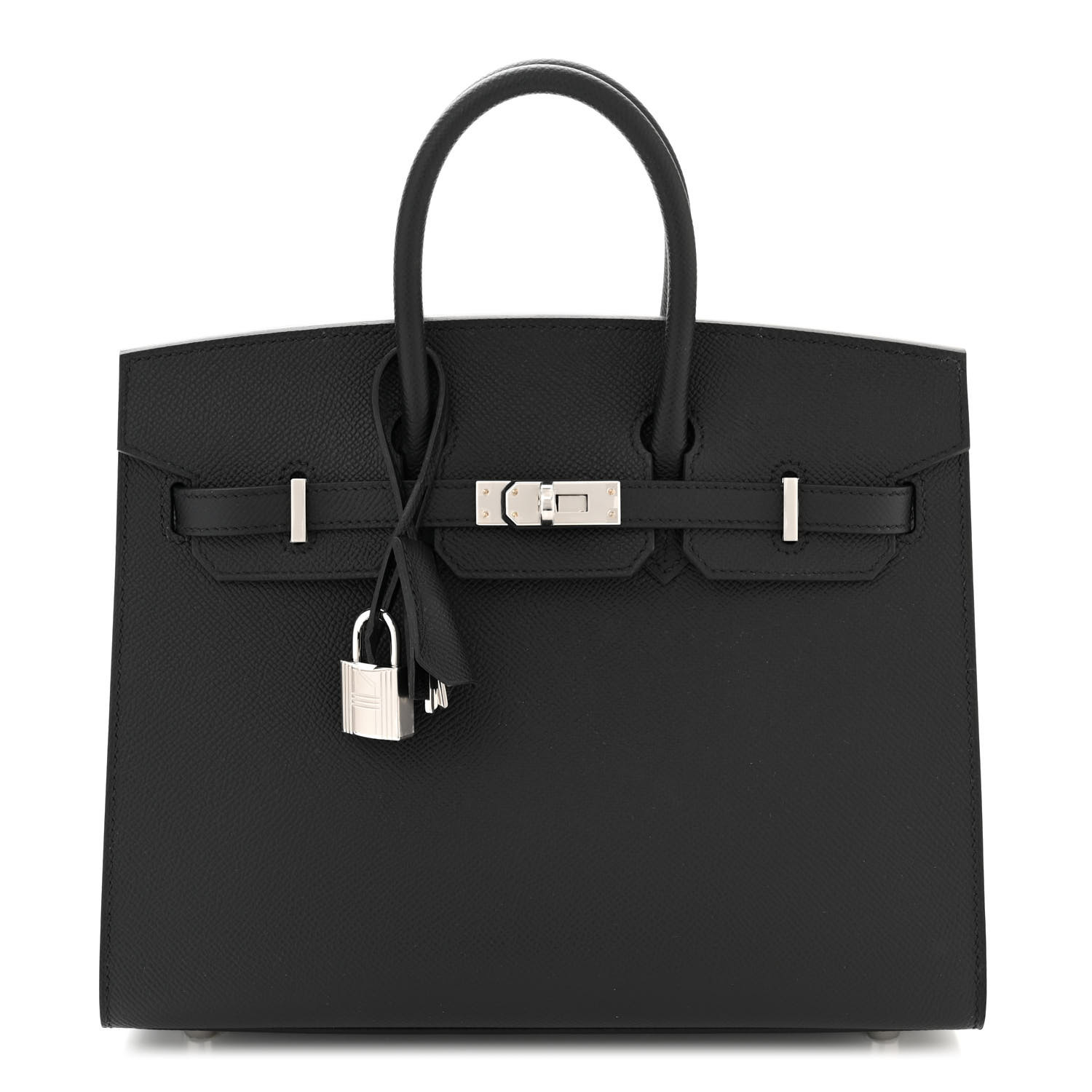 Epsom Birkin Sellier 25 Noir (Fermoir Argenté) - luxuryevafr