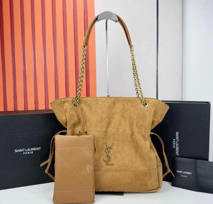 YSL JAMIE shopping en daim-GOLDEN LEAF - luxuryevafr