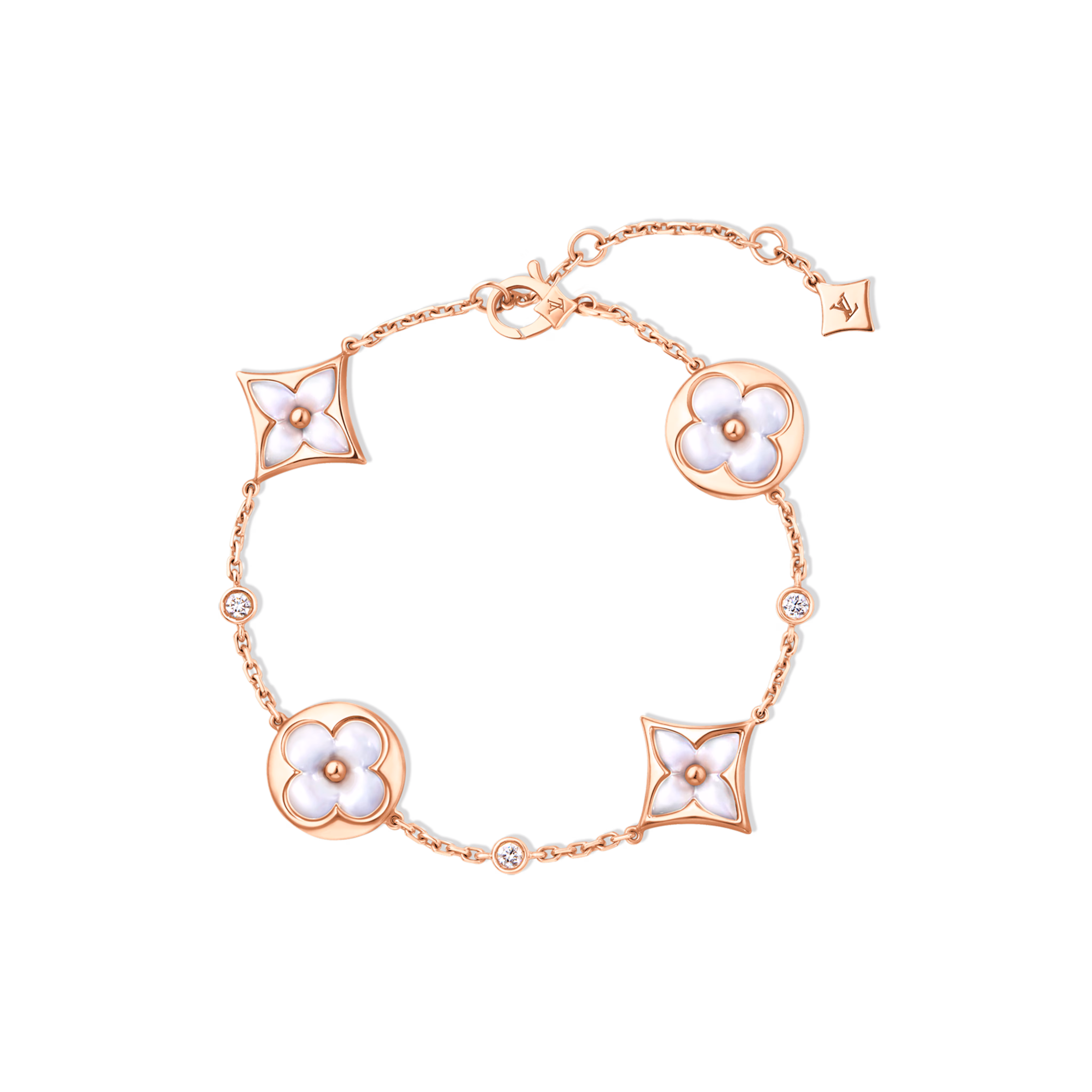 Bracelet multi-motifs LV Color Blossom BB, or rose, nacre blanche et diamants Q95596 - luxuryevafr