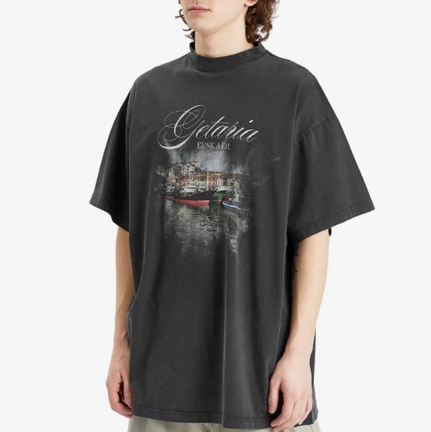 T-SHIRT OVERSIZE TUBULAIRE BALENCIAGA GETARIA Noir délavé délavé - luxuryevafr