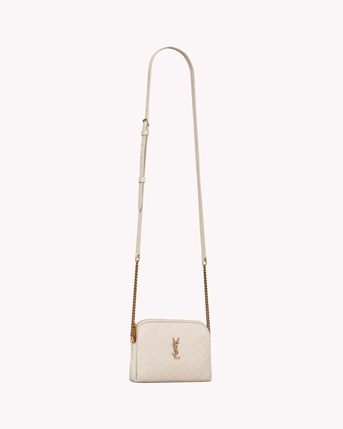 YSL GABY ZIPPERED POUCH IN LAMBSKIN-BLANC VINTAGE - luxuryevafr