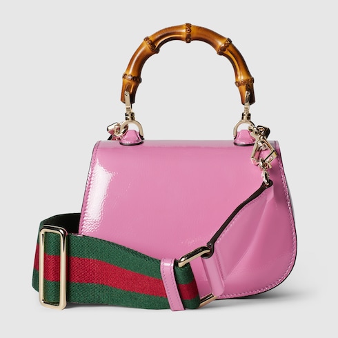 Mini sac Gucci Bamboo 1947 Variation cuir verni rose - luxuryevafr
