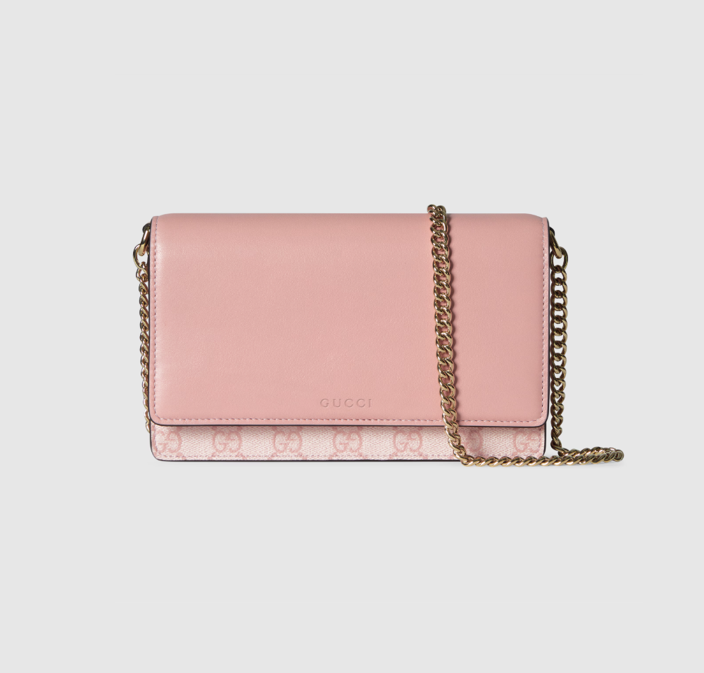 Portefeuille avec emblème GG sur chaîne - luxuryevafr