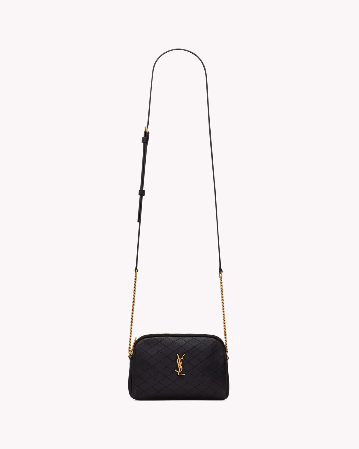 Pochette zippée YSL Gaby en cuir d'agneau - Noir - luxuryevafr