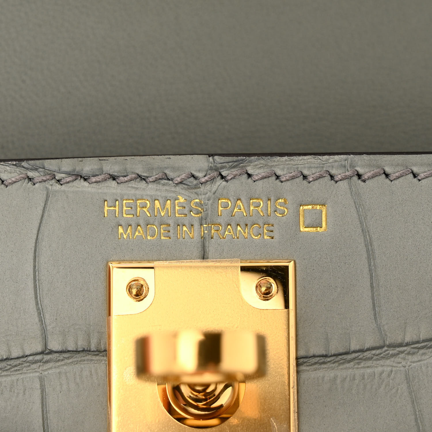 Matte Alligator Mini Kelly Sellier 20 Gris Ciment - luxuryevafr