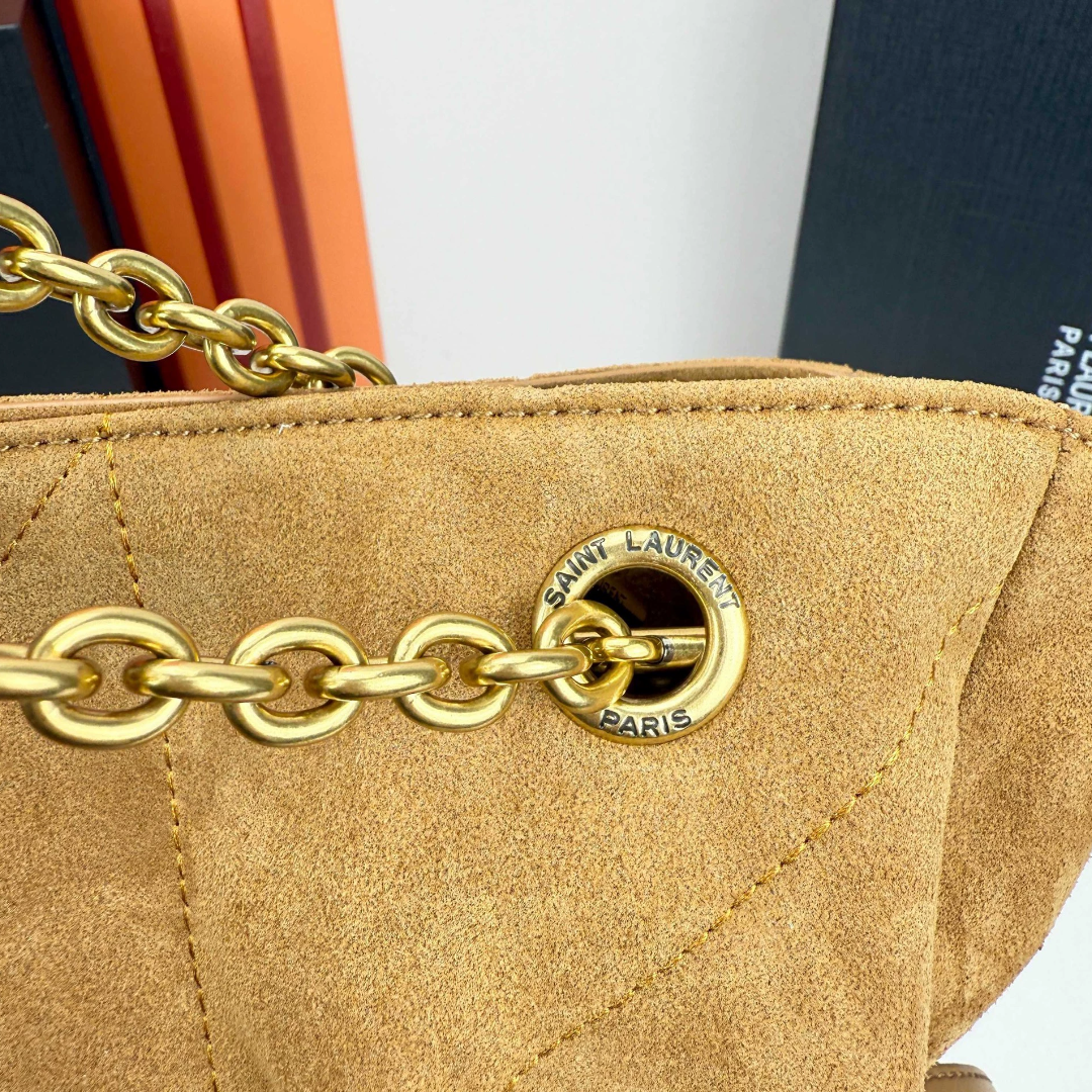 YSL JAMIE shopping en daim-GOLDEN LEAF - luxuryevafr