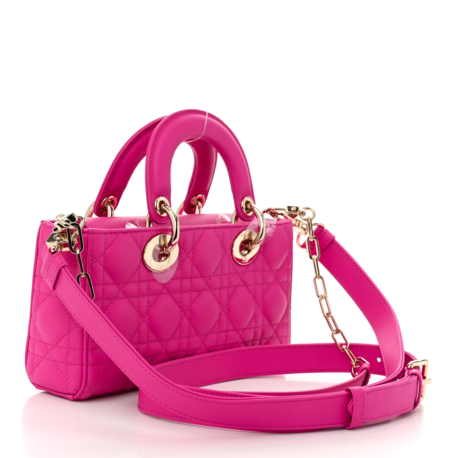 CHRISTIAN DIOR Lambskin Cannage Small Lady D-Joy Fuchsia - luxuryevafr