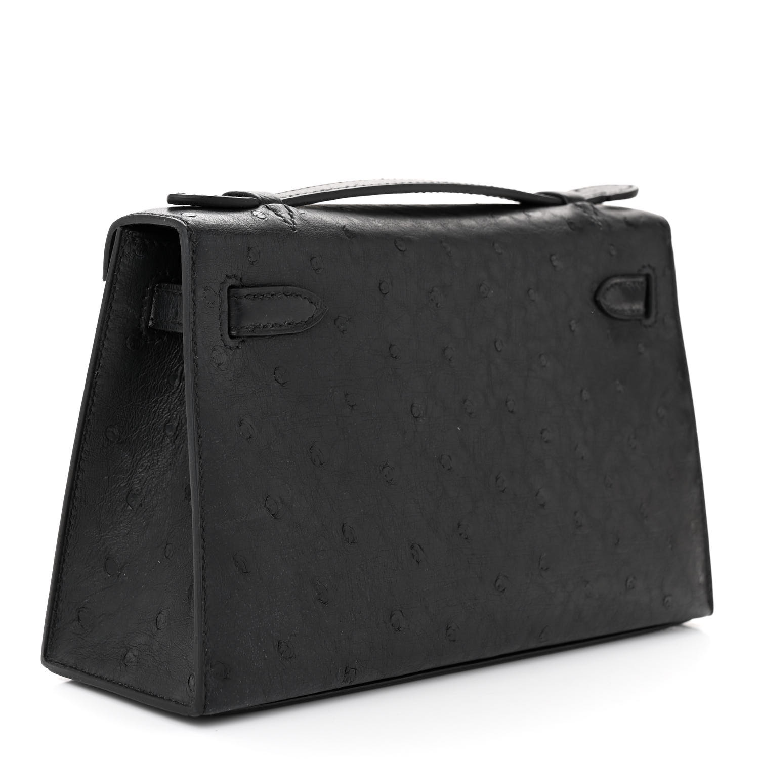 HERMES Pochette Kelly Autruche Noire - luxuryevafr