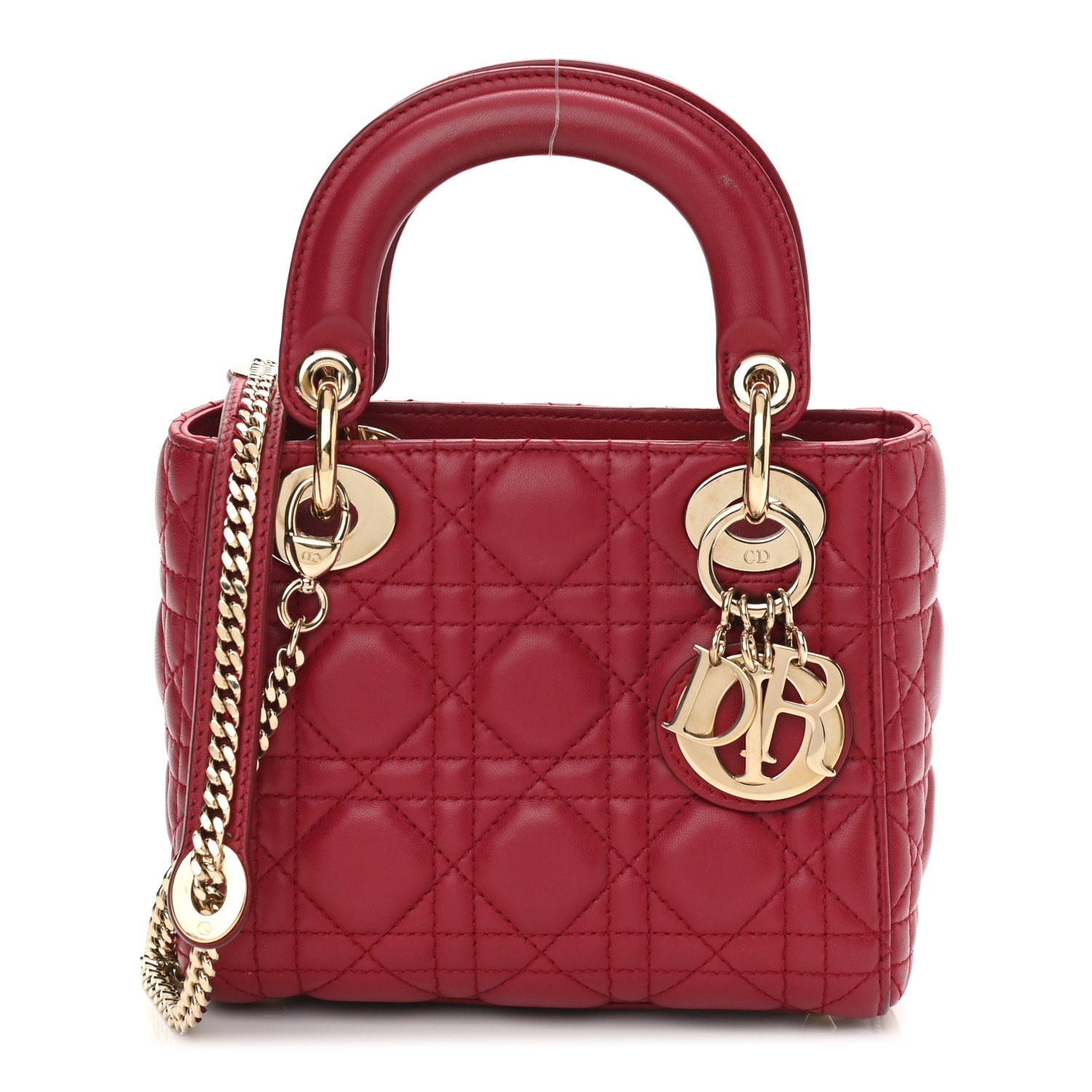 Lambskin Cannage Mini Lady Dior Burgundy - luxuryevafr