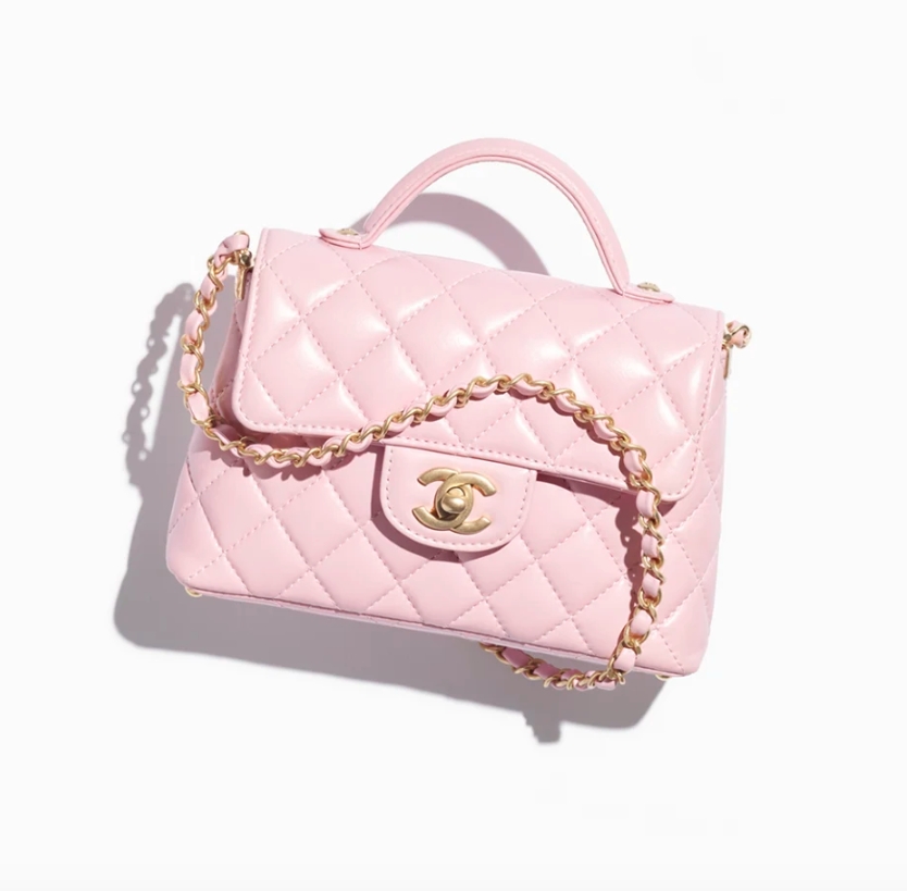 【🔥Offres spéciales🔥】Petit sac à rabat avec poignée supérieure CHANEL - Rose clair - luxuryevafr