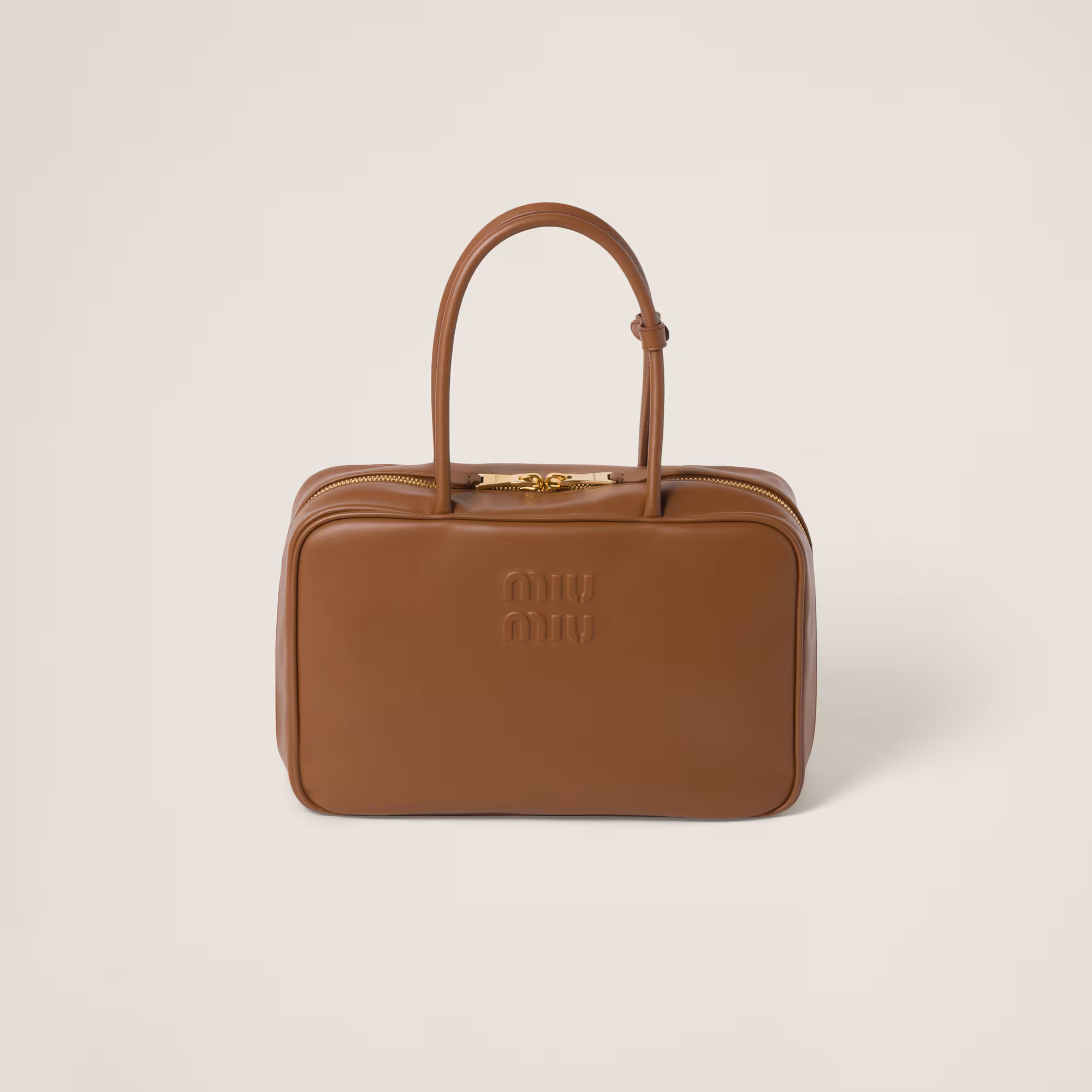 Grand sac MIU MIU en cuir Beau - Cognac - luxuryevafr