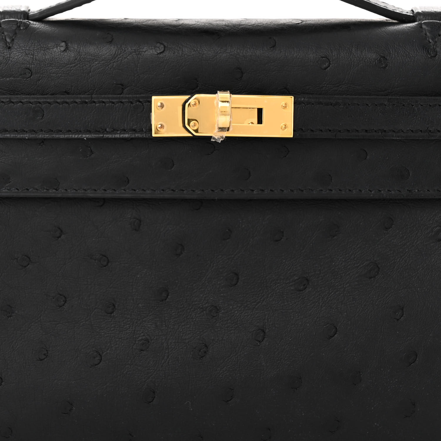 HERMES Pochette Kelly Autruche Noire - luxuryevafr