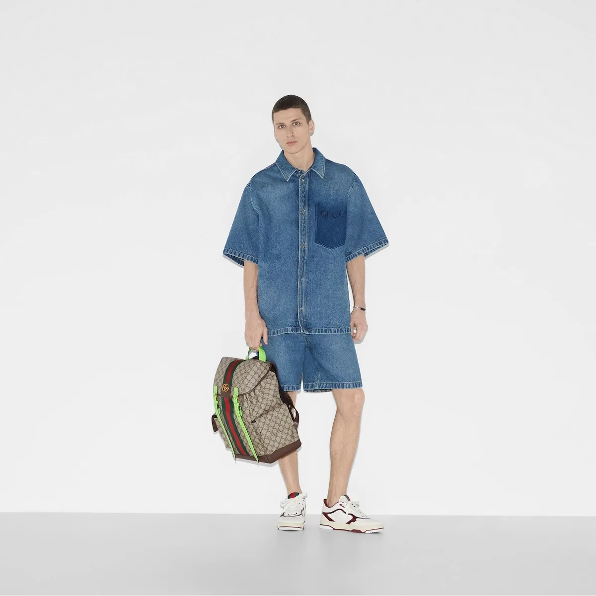 Sac à dos en toile enduite monogrammée Ophidia, garni de cuir et de sangles - luxuryevafr