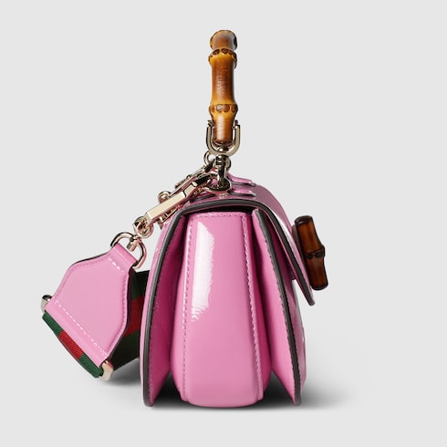 Mini sac Gucci Bamboo 1947 Variation cuir verni rose - luxuryevafr