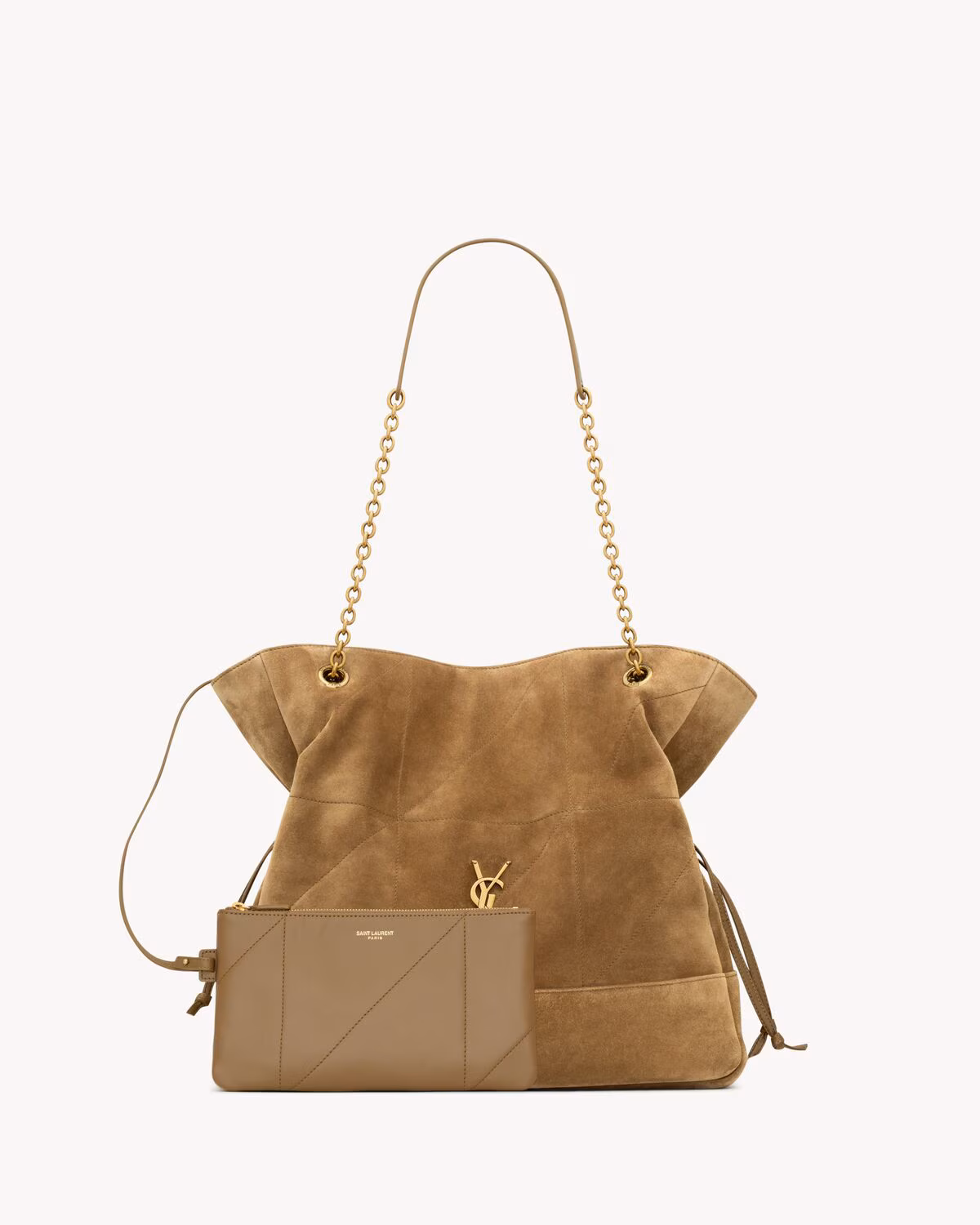 YSL JAMIE shopping en daim-GOLDEN LEAF - luxuryevafr