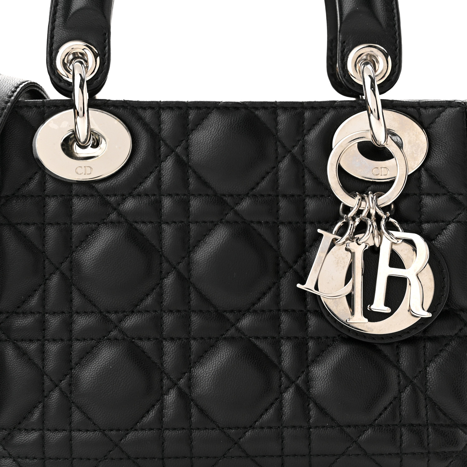 Mini Lady Dior en cuir d'agneau Cannage noir (16,5 x 15 x 7,6 cm) - luxuryevafr