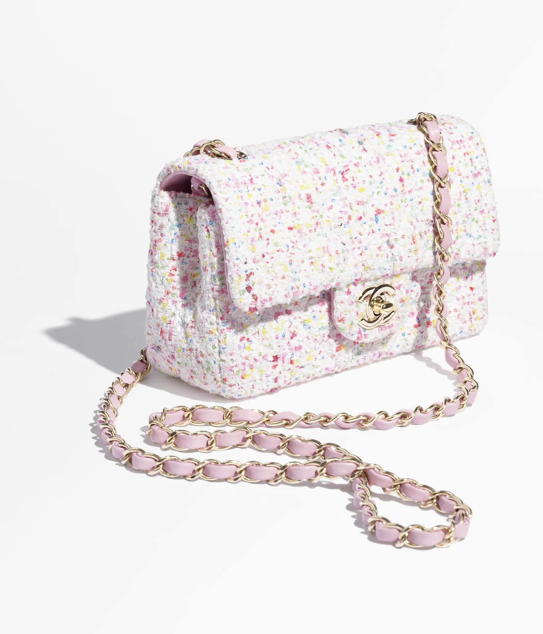 Sac à main CHANEL Mini Classic - Blanc, bleu et rose - luxuryevafr
