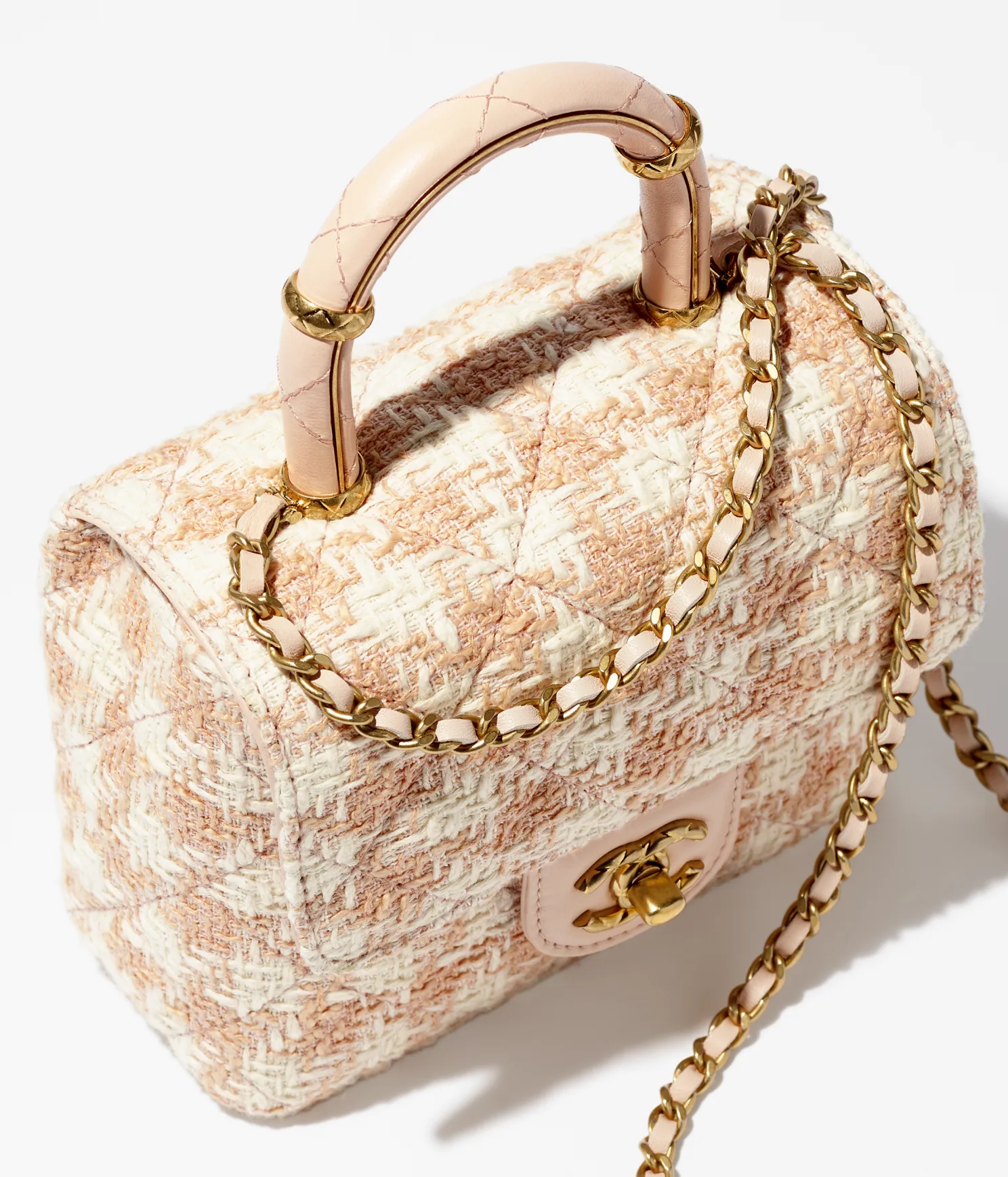 MINI SAC À RABAT AVEC POIGNÉE SUPÉRIEURE - Orange et Écru - luxuryevafr