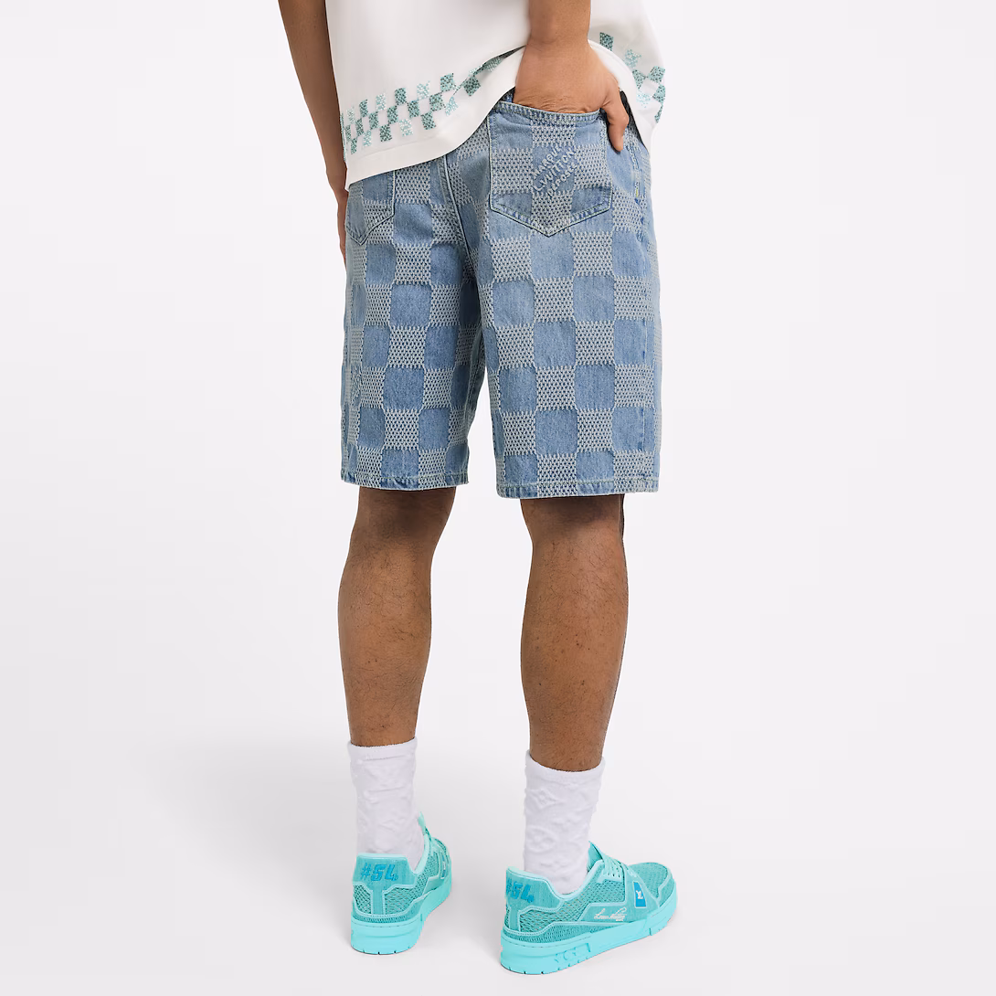 Short en jean léger Damier 3D 1AHVDR - luxuryevafr