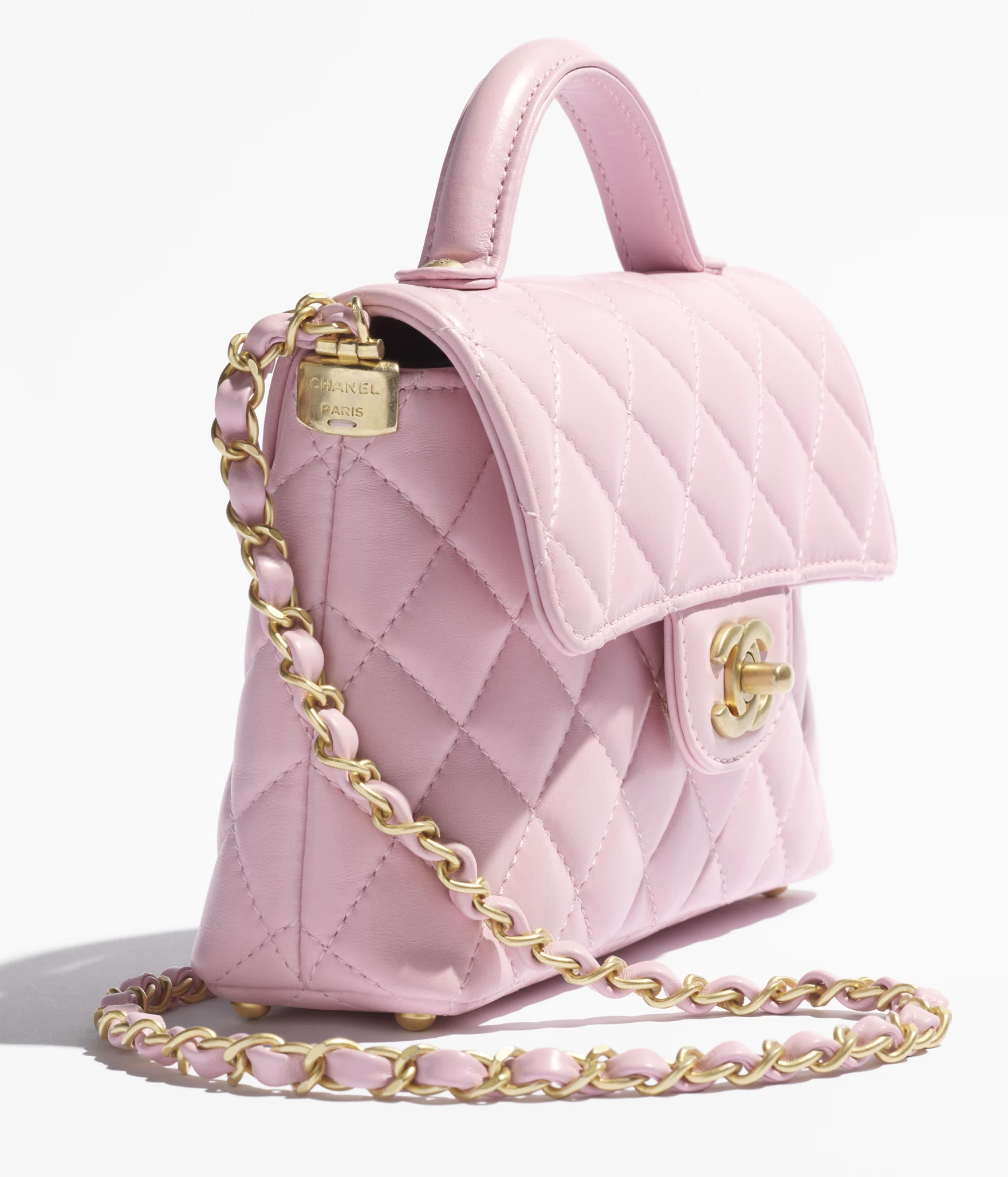 【🔥Offres spéciales🔥】Petit sac à rabat avec poignée supérieure CHANEL - Rose clair - luxuryevafr