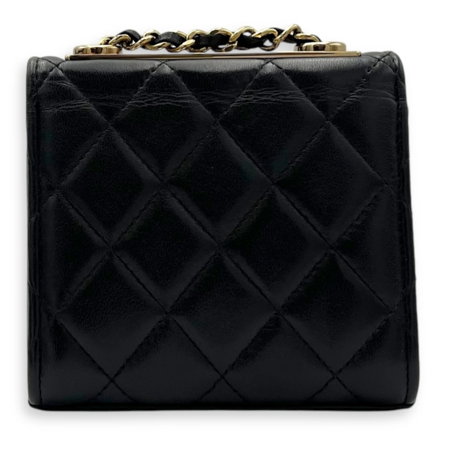 Sac bandoulière Chanel CC noir en cuir d'agneau, finitions dorées - luxuryevafr
