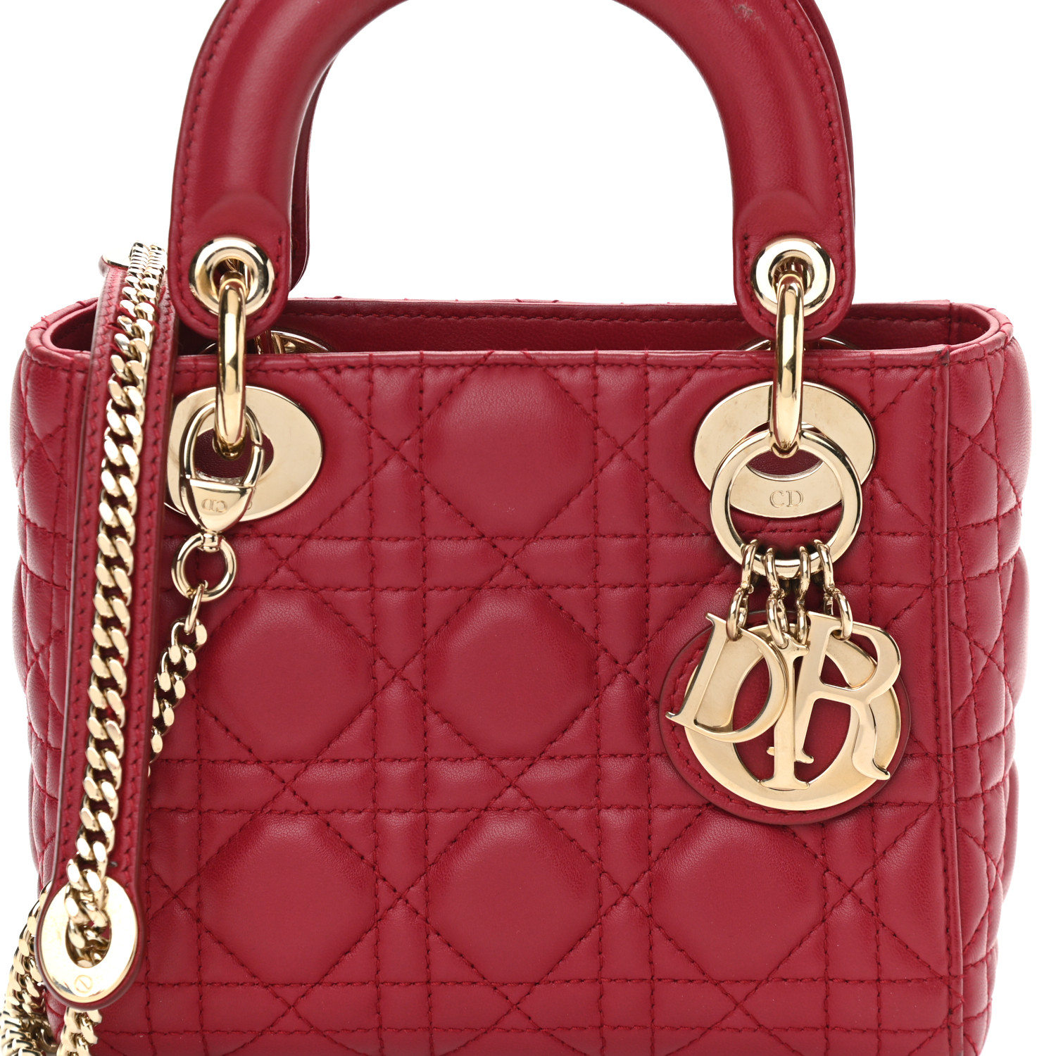 Lambskin Cannage Mini Lady Dior Burgundy - luxuryevafr