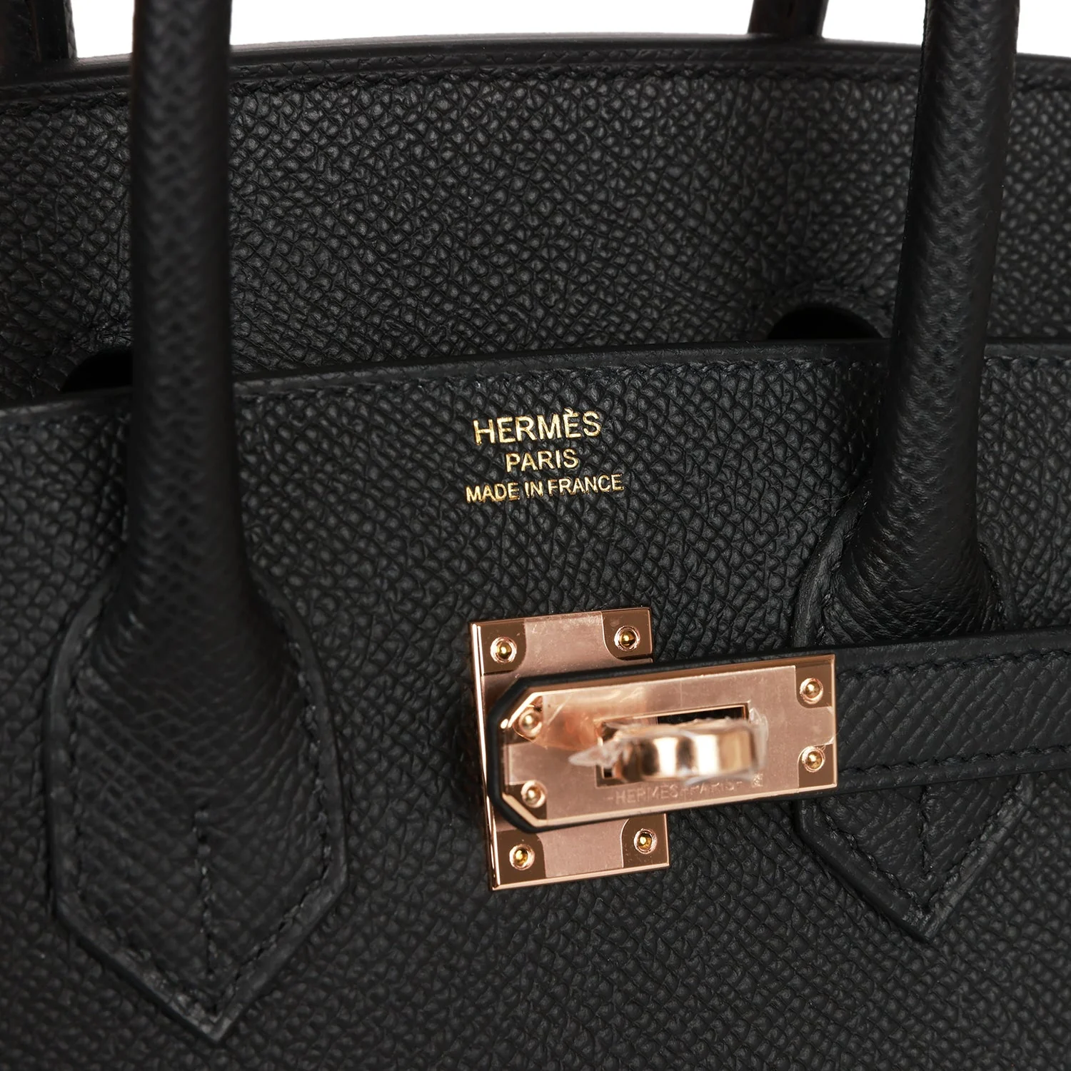 Hermes Birkin Sellier 25 Noir Epsom Ferrures en or rose - luxuryevafr
