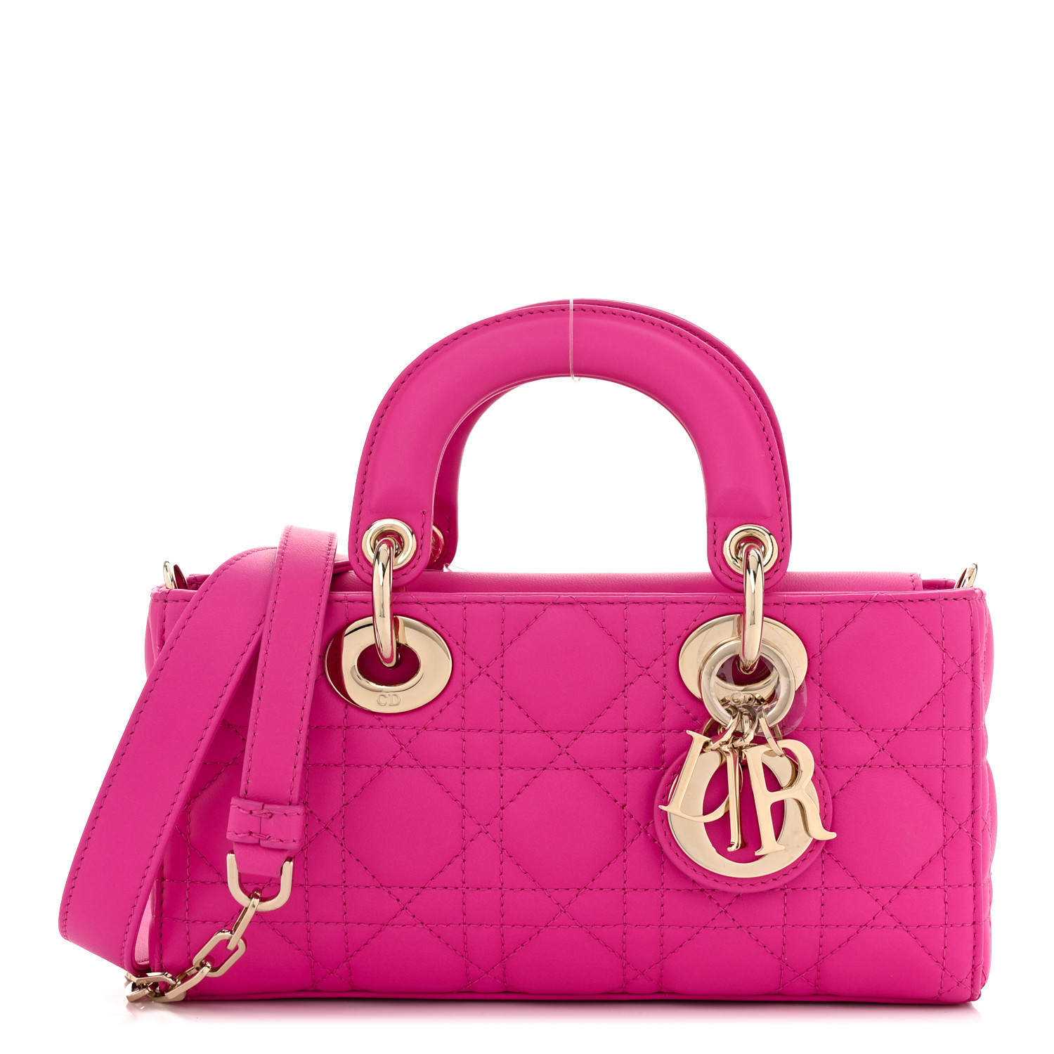 CHRISTIAN DIOR Lambskin Cannage Small Lady D-Joy Fuchsia - luxuryevafr