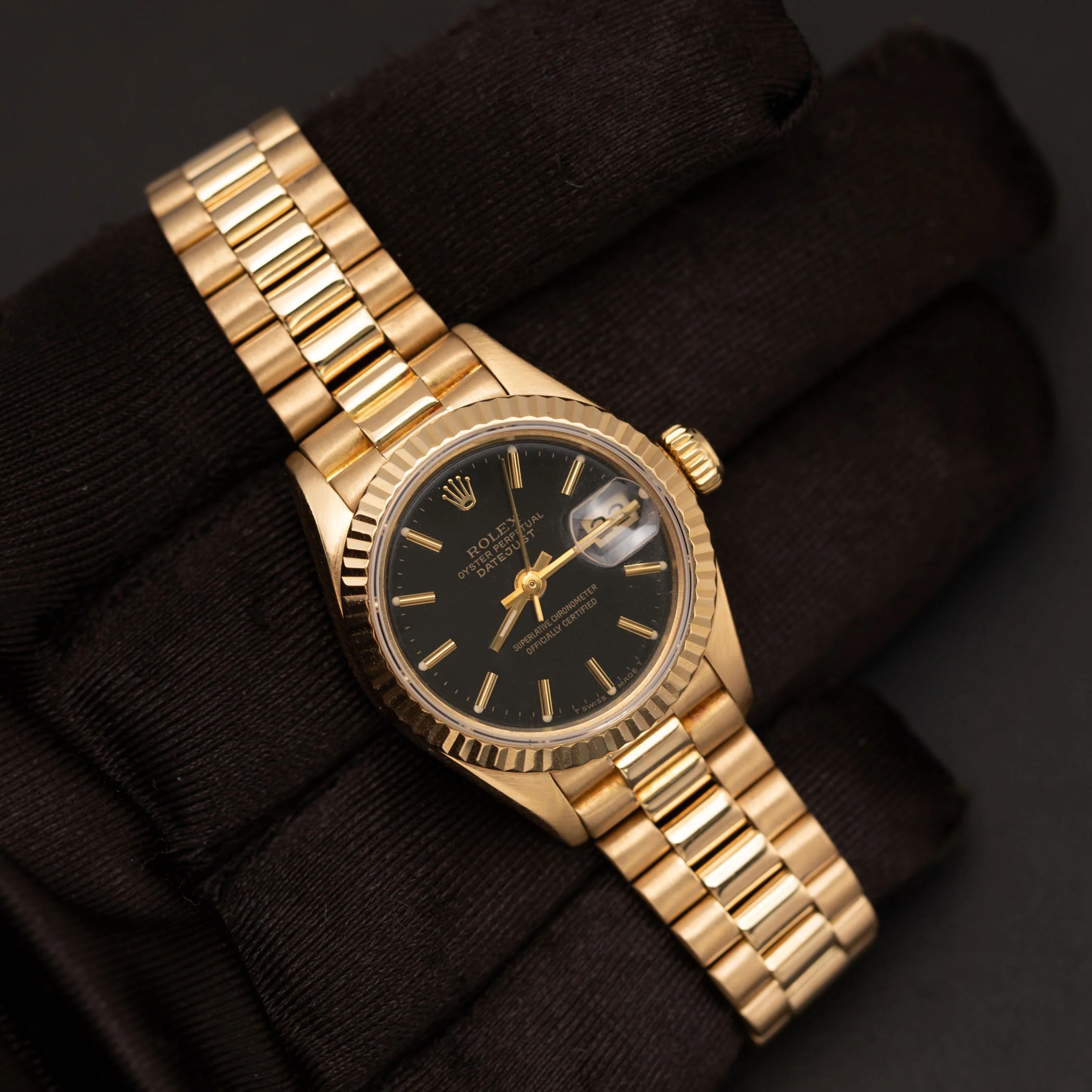 Rolex Lady-Datejust 26 Or Jaune Cadran Noir - luxuryevafr