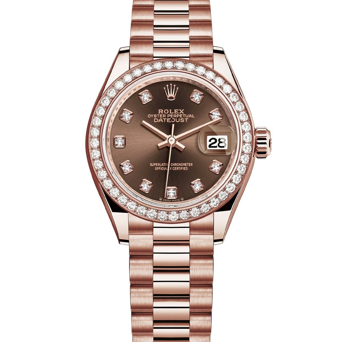 Rolex Lady-Datejust 28 Or Everose Cadran Chocolat - luxuryevafr